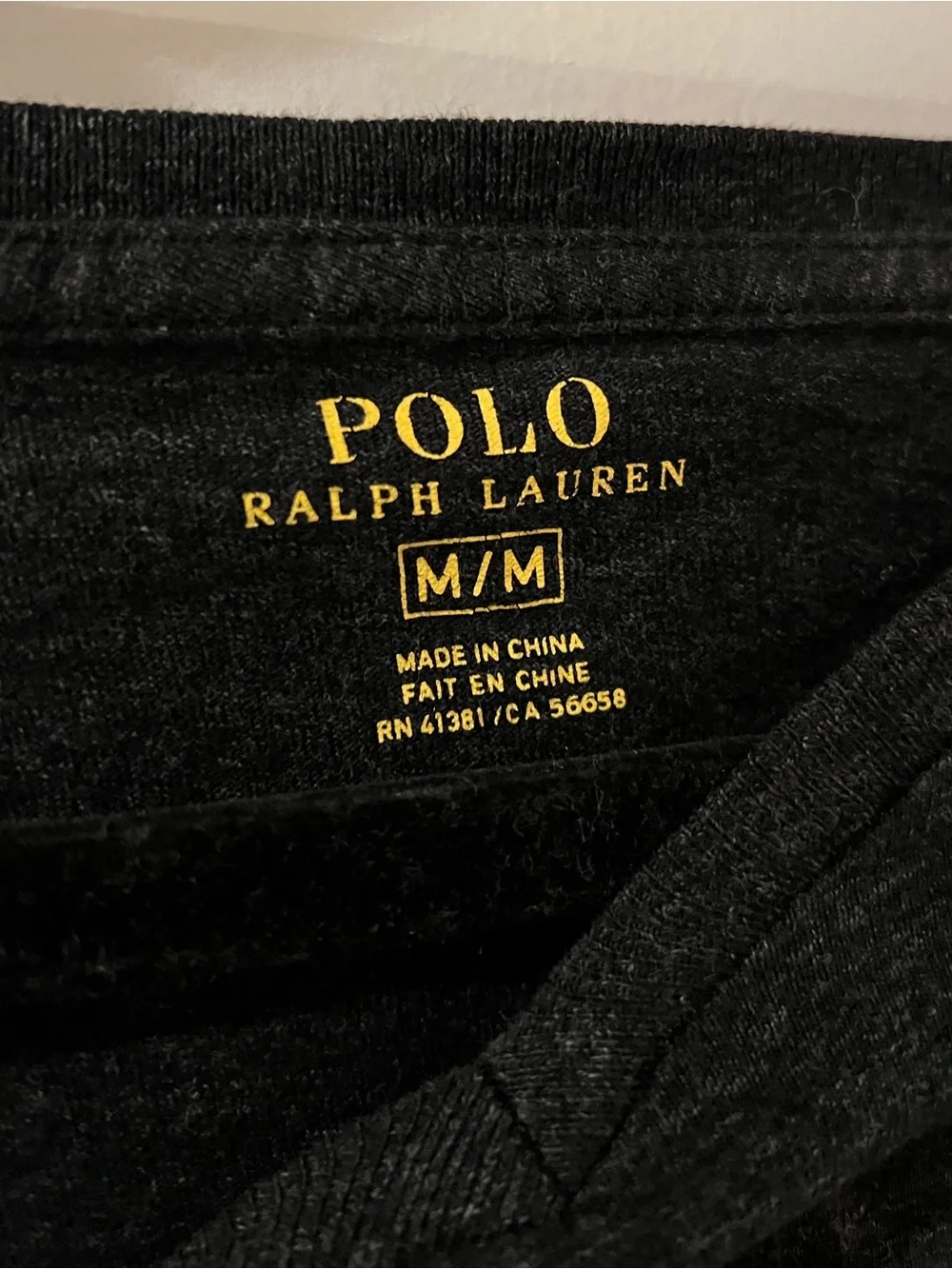 Polo by Ralph Lauren Black V-Neck Tee with Red Embroidery